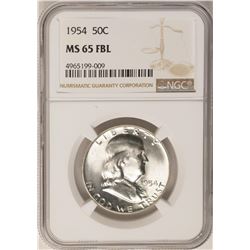 1954 Franklin Half Dollar Coin NGC MS65FBL