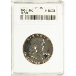 1954 Proof Franklin Half Dollar Coin ANACS PF65