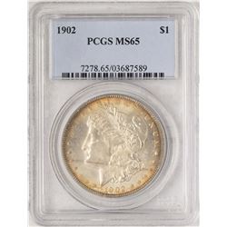 1902 $1 Morgan Silver Dollar Coin PCGS MS65