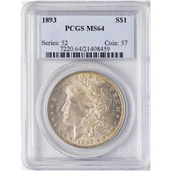 1893 $1 Morgan Silver Dollar Coin PCGS MS64