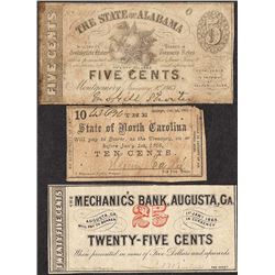 Lot of (3) Fractional Obsolete Bank Notes