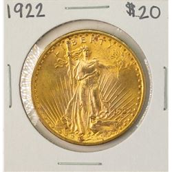 1922 $20 St. Gaudens Double Eagle Gold Coin