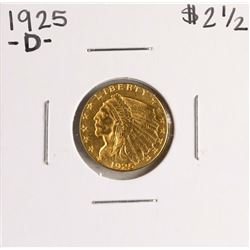1925-D $2 1/2 Indian Head Quarter Eagle Gold Coin