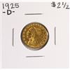 Image 1 : 1925-D $2 1/2 Indian Head Quarter Eagle Gold Coin