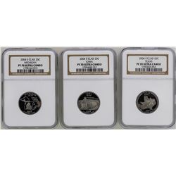 Lot of (3) 2004-S State Proof Quarter Coins NGC PF70 Ultra Cameo