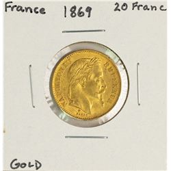 1869 France 20 Francs Napoleon III Gold Coin