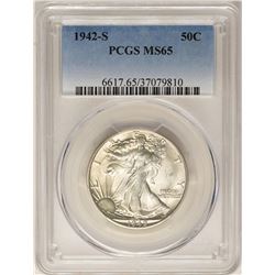 1942-S Walking Liberty Half Dollar Coin PCGS MS65