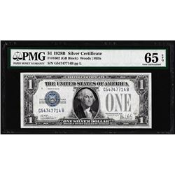 1928B $1 Funnyback Silver Certificate Note Fr.1602 PMG Gem Uncirculated 65EPQ