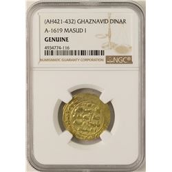 AH421-432 Ghaznavid Dinar A-1619 Masud I Gold Coin NGC Genuine
