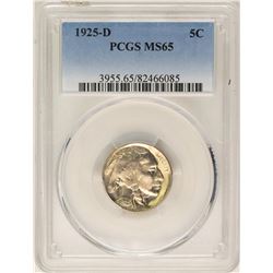 1925-D Buffalo Nickel Coin PCGS MS65