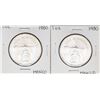 Image 1 : Lot of (2) Brilliant Uncirculated 1980 Mexico Una Onza Casas De Moneda Silver Co