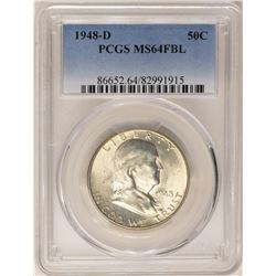 1948-D Franklin Half Dollar Coin PCGS MS64FBL