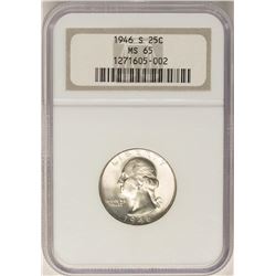 1946-S Washington Quarter Coin NGC MS65