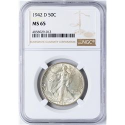 1942-D Walking Liberty Half Dollar Coin NGC MS65