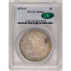 1878-S $1 Morgan Silver Dollar Coin PCGS MS66 CAC Nice Toning