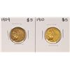 Image 1 : Lot of 1909-1910 $5 Indian Head Half Eagle Gold Coins