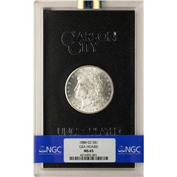 1884-CC $1 Morgan Silver Dollar Coin GSA Hoard Uncirculated NGC MS65