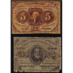 Lot of 1863 Five Cents First and Third Issue Fractional Currency Notes