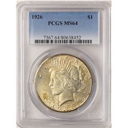 1926 $1 Peace Silver Dollar Coin PCGS MS64