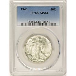 1943 Walking Liberty Half Dollar Coin PCGS MS64