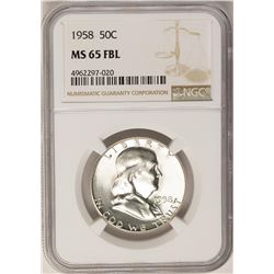 1958 Franklin Half Dollar Coin NGC MS65FBL