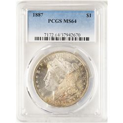 1887 $1 Morgan Silver Dollar Coin PCGS MS64 Nice Toning