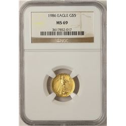 1986 $5 American Gold Eagle Coin NGC MS69