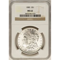 1885 $1 Morgan Silver Dollar Coin NGC MS62
