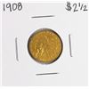 Image 1 : 1908 $2 1/2 Indian Head Quarter Eagle Gold Coin