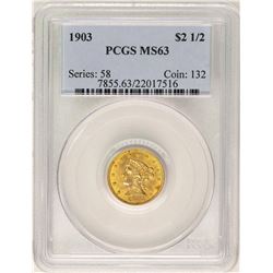 1903 $2 1/2 Liberty Head Quarter Eagle Gold Coin PCGS MS63
