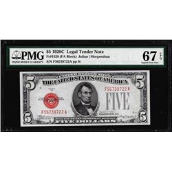 1928C $5 Legal Tender Note Fr.1528 PMG Superb Gem Uncirculated 67EPQ