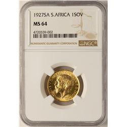 1927A South Africa Sovereign Gold Coin NGC MS64