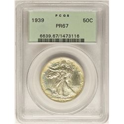 1939 Proof Walking Liberty Half Dollar Coin PCGS PR67 Old Green Holder