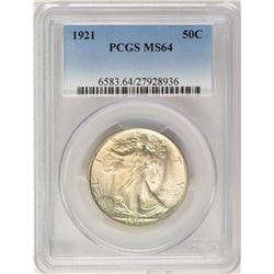 1921 Walking Liberty Half Dollar Coin PCGS MS64