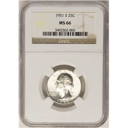 1951-S Washington Quarter Coin NGC MS66