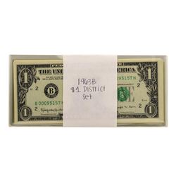 Lot of (5) District Sets of 1963B $1 Federal Reserve Notes