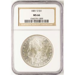 1881-S $1 Morgan Silver Dollar Coin NGC MS66