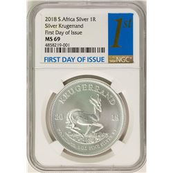 2018 South Africa Krugerrand Silver Coin NGC MS69 First Day of Issue