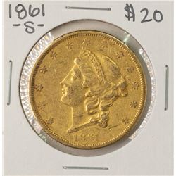 1861-S $20 Liberty Head Double Eagle Gold Coin