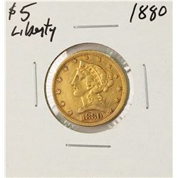1880 $5 Liberty Head Half Eagle Gold Coin