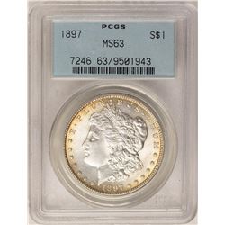 1897 $1 Morgan Silver Dollar Coin PCGS MS63 Nice Toning