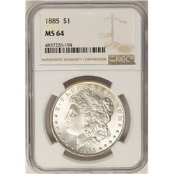 1885 $1 Morgan Silver Dollar Coin NGC MS64