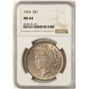 Image 1 : 1924 $1 Peace Silver Dollar Coin NGC MS64