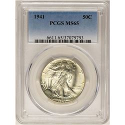1941 Walking Liberty Half Dollar Coin PCGS MS65