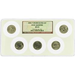 Set of (5) 2004-P Uncirculated State Quarter Coins NGC MS65