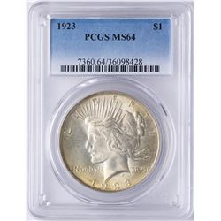 1923 $1 Peace Silver Dollar Coin PCGS MS64