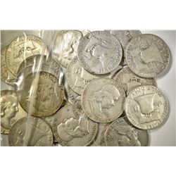20-MIXED DATE CIRC FRANKLIN HALF DOLLARS