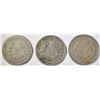 Image 2 : 3 LIBERTY NICKELS 1883 W/C F, 83 N/C XF, 84 F
