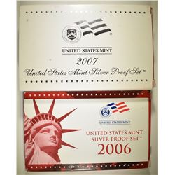 2006 & 07 U.S. SILVER PROOF SETS IN ORIG BOXES/COA