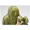 Image 2 : Serpentine carving of an Inuit hunter with a bone spear, 8 1/2" in height